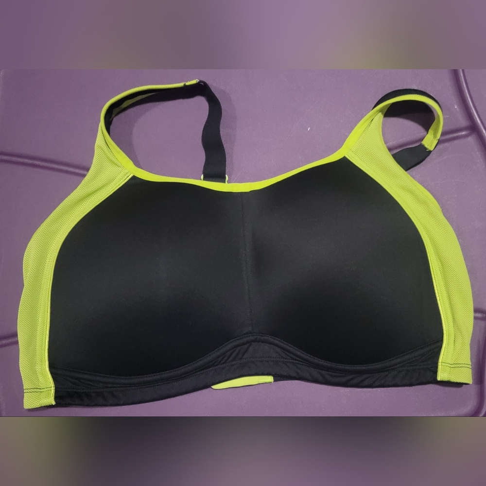 Ambrielle Black and Neon Green Sports Bra